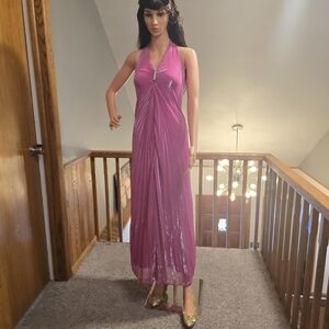 Elegant Shimmery Pink Halter Maxi Dress SIZE MED